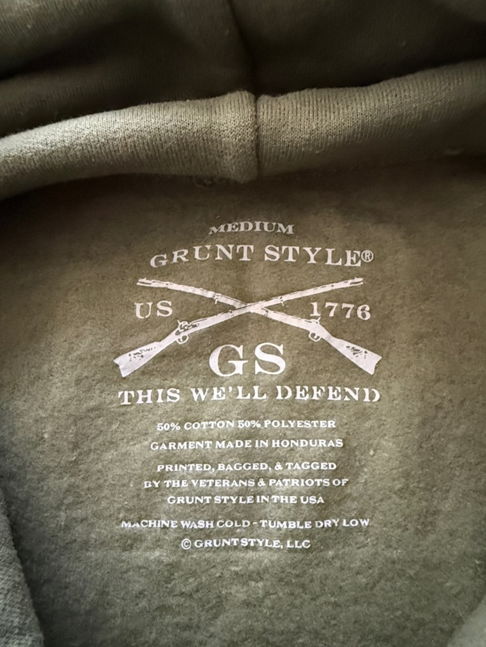 Grunt Style Olive Green Hoodie with Red Devil Graphic - NEW! - Picture 3 of 4